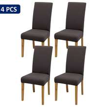 4pcs/6pcs/8pcs/10pcs Solid Color Chair Covers, Modern Removable Elastic Polyester Fiber Chair Slipcovers, Suitable For Living Room, Dining Room, Bedroom, Home Use, All Seasons - Dark Grey - View 12