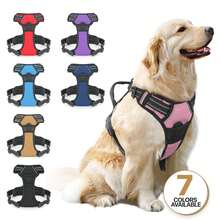 Reflective Dog Harness, No Pull Vest Harness With Handle, Adjustable Soft Padded Pet Harness For Large Dogs - 粉色 - 查看 1