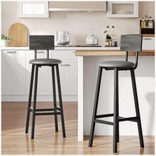 Bancos para Barra,Juego de 2 Taburetes de Bar,Bancos para Barra de Cocina de Madera de Hierro Vintage,Silla Alta 96 CM para Bar,Cocina,Restaurante,Banco Alto con Tapizado de PU. (Gris) - Negro - Ver 6