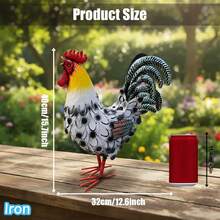 Vintage Metal Rooster Statue - Large Handcrafted & Rust-Resistant Iron Sculpture For Outdoor Garden, Patio, Lawn Decor | No Assembly Required | Perfect Farmhouse Gift & Mother's Day Idea - Style a - View 3