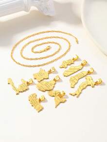 1pc Elegant & Unique Map Pendant Necklace, Suitable For Daily Wear, Family & Friends, Fashion Jewelry Gift - Multicolor - View 1