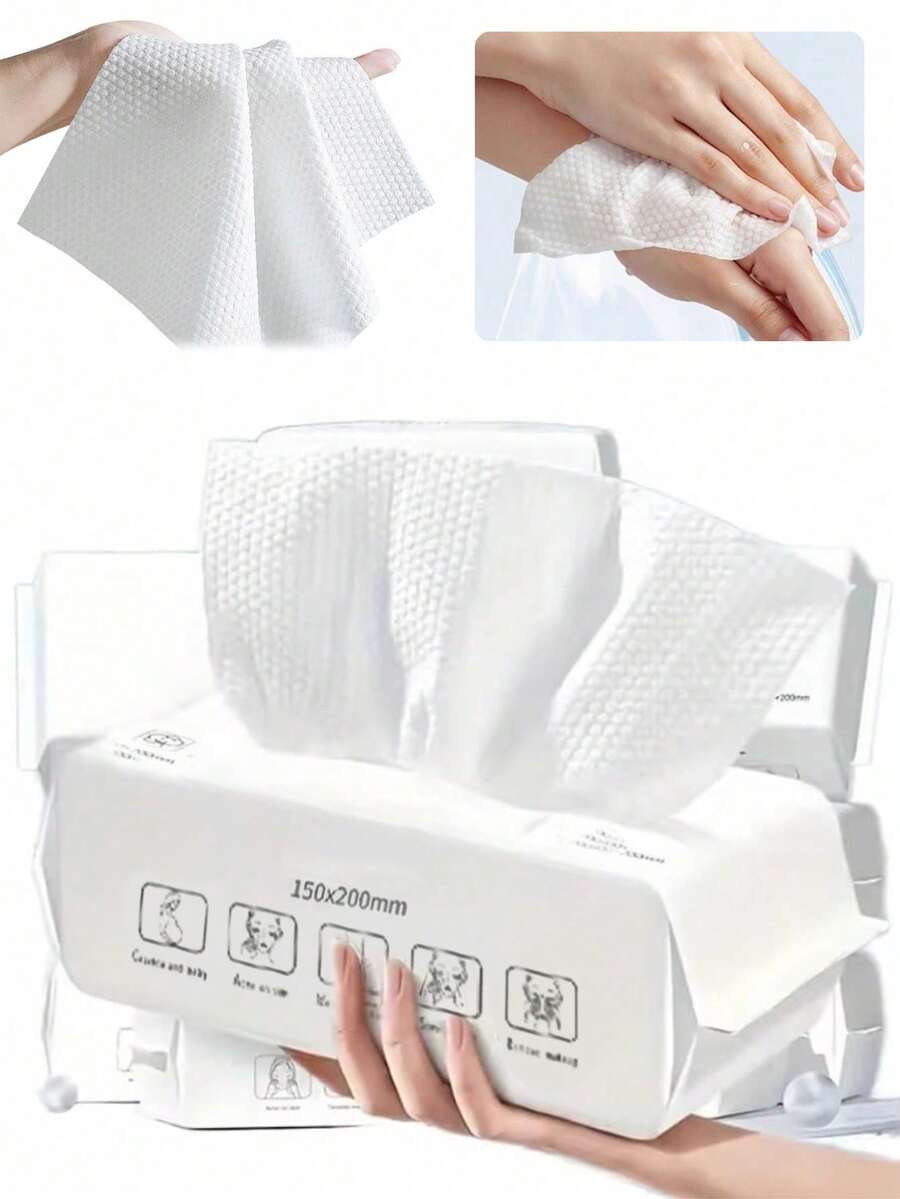 400/300/200/100 Sheets Soft Disposable Cotton Facial Tissues, Thicker & Larger All-Cotton Wall-Mounted Face Towels, Soft & Absorbent Face & Hand Towels - Multicolor - View 1