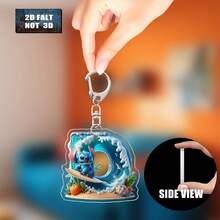 这款2D立体史迪奇冲浪亚克力钥匙扣，包含26个字母和一个史迪奇冲浪图案。男女皆宜，可爱小巧，可用作包包挂饰、车钥匙链或家居装饰。是生日、圣诞节、新年（情人节礼物、包包配件、车钥匙链）、斋月礼物的理想之选。2D平面设计。 - 彩色 - 查看 10