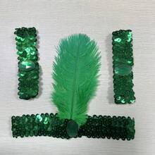 Celtic Style Glitter Headband With Faux Feather Side Design - Boho Headpiece Suitable For St. Patrick's Day Parade, Irish Festival Outfits, Music Festivals Fashion, Masquerade And Theme Parties, Crystal And Rivet Decorated Headpiece - Green - View 8