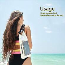 1pc 2L Outdoor Sports Waterproof Bag For Swim Hiking Dry Bag Waterproof Backpack With Integrated Clear Phone Pouch For Outdoor Activities Lightweight Waterproof Pool Bag - White - View 5