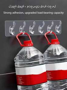 1pc Soft Transparent 6-Hook Acrylic Wall Hanger, (Not Suitable For Lime Walls As It Won't Stick), Can Be Adhered To Bathroom/Kitchen Tiles Or Smooth Painted Doors Back To School - White - View 8