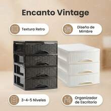 Plastic Rattan Chest Of Drawers, 3-5 Layers - Black Or White - Organizer For Desk, Home And Office. Chest Of Drawers Made Of Resistant Plastic Rattan, With A Natural Texture And Modern Look. Perfect For Organizing Makeup, Office Products, Small Tools Or Craft Accessories. Easy To Assemble, Lightweight And Easy To Clean. Ideal For Keeping Your Desk, Shelf Or Dressing Table Tidy. - 黑色 - 查看 6