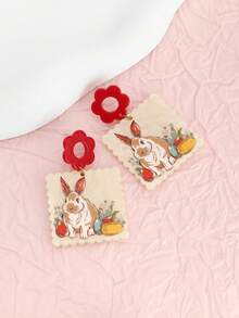 1 Pair Fashionable & Cute Rabbit Design Easter Earrings, Suitable For Party And Daily Wear - Multicolor - View 4