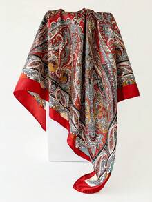 1pc Bohemian Paisley Print Satin Scarf, New Spring/Summer 90cm Silk Scarf/Headscarf, Versatile Beach Accessory - D9500 - View 7