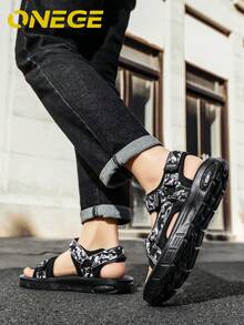 1 Pair Men's Outdoor Beach Sandals, Non-Slip Casual Shoes - Black - View 9