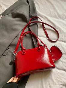 Fashionable High-Capacity Elegant Korean Style Casual Minimalist Lightweight Versatile Adjustable Women Shoulder Tote Bag - Burgundy - View 10