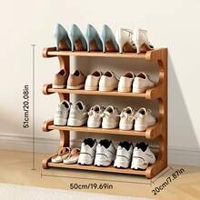 Senmeo 4/5/6-Tier Natural Wood Color Wooden Shoe Rack - Multi-Layer Freestanding Shoe Storage Organizer With Wood Grain Finish, Stackable Shoe Shelves For Entryway, Closet, Hallway, Mudroom, And Front Door, Space-Saving Narrow Shoe Organizer Fits 15-24 Pairs Of Shoes, Easy Assembly Home Storage Supplies For Renters​ - 5層70茶色 - 查看 7