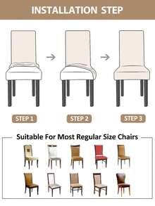 4pcs/6pcs/8pcs/10pcs Solid Color Chair Covers, Modern Removable Elastic Polyester Fiber Chair Slipcovers, Suitable For Living Room, Dining Room, Bedroom, Home Use, All Seasons - Dark Grey - View 10