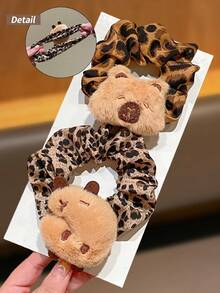 1pc/2pcsCapybara Print Scrunchie | Cute Animal Theme Hair Tie For Women | Valentine's Day & Easter Outfit Accessory - Multicolor - View 7