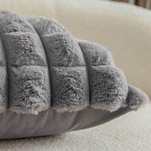 Grey Faux Fur Cozy Soft Plaid Decorative Throw Pillow Covers 18x18 Inch Set Of 2Velvet Pillowcase Cushion Case For Sofa Couch - Plaid Darkgrey+40L X 40W cm (Pack Of 2) - View 6