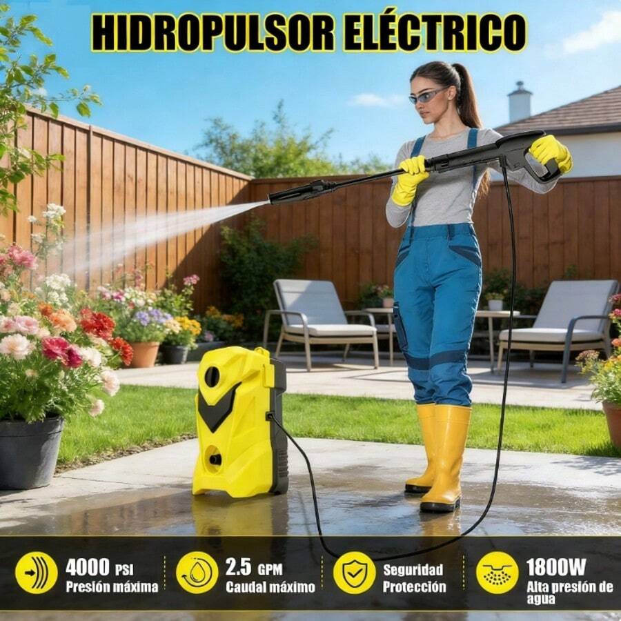 Hidrolavadora Eléctrica Potente de Limpieza Versátil para Hogar y Exterior con Diseño de Almacenamiento Integrado - Tipo de Enchufe A USA (110-127V) - Ver 1