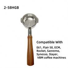 58mm Bottomless Portafilter Handle, Stainless Steel With Wooden Handle, Suitable For E61 Espresso Machines, Essential Italian Coffee Accessory - Multicolor - View 14