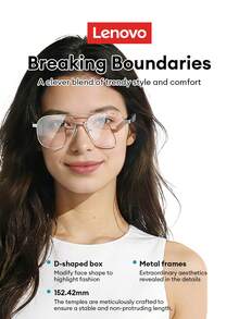 Lenovo 联想GS105时尚蓝牙眼镜，金属镜框，无线蓝牙6.0，纯净音质，超长续航，高清通话，ENC麦克风降噪，双层防漏设计，无线智能眼镜，兼容智能手机，情侣和朋友的理想礼物 - 白金 - 查看 3