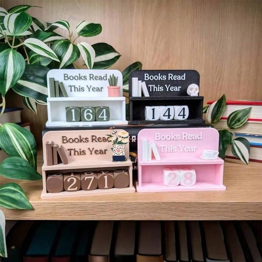 Contador de Leitura 3D, Contador Manual Impresso em 3D, Novo Sinal de Livros Lidos Este Ano, Sinal de Amante de Livros, Rastreador de Livros para Decoração de Biblioteca - Multicolorido - Visão 1