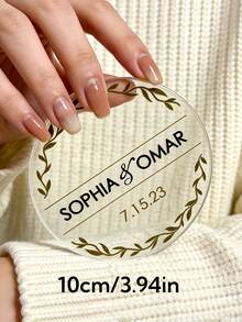 1pc Custom Valentine's Day Acrylic Coaster, Personalized With Text, Ideal For Daily Use And Romantic Gifts - Multicolor - View 6