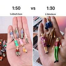 1/10pcs ABS Plastic Colorful 1:50/30 Scale Miniature Figures, 1.43/2.36in Model For Train/Landscape/Architecture/Museum DIY Scene Making Collection, Used For Diorama Kits, Diorama Display, Easy To Store, Plastic (Style And Color Random) - Multicolor - View 9