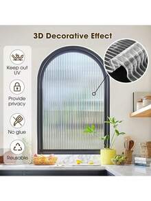 Frosted Glass Window Privacy Film, No Glue, Anti-Glare Heat Blocking, Easy To Install, Renter Friendly Removable Opaque Bathroom Window Clings For Glass - Changhong - View 2