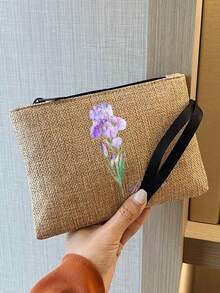 Personalized Customization Name Tote Bag Set,Birthday Month Representative Flower Pattern, Large Capacity , Shoulder And Handheld. Ladies' Large Capacity, Multifunctional Handbag, Neutral Adult Polyester Mini Makeup Bag,Valentine's Day,Wedding Season, Souvenirs, Bridesmaid Gifts, Ramadan - Multicolor - View 5