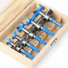1 Set mit 5 Stück Sechskant-Griff Holzbearbeitungs-Lochstanze, Holzkisten-Set, einstellbare Scharnier-Lochstanze 15-35mm, Lochstanze, Bohrwerkzeug, arbeitssparend - Eine Schachtel mit 5 Stück - Übersicht 1