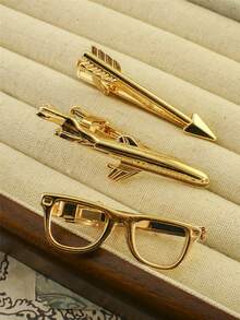 1pc Punk Style Personalized Gold-Tone Tie Clip, Suitable For Men's Formal Occasions - Yellow Gold - View 2