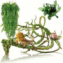 柔韧的丛林攀爬藤蔓，适用于爬行动物栖息地 - 逼真的塑料植物装饰，带挂环，适用于壁虎、蜥蜴、鬃狮蜥、寄居蟹和青蛙 - 可弯曲、高品质且外观自然的玻璃容器配件，美化两栖动物栖息地 | 绿色外观 | 逼真的绿叶 - 彩色 - 查看 8