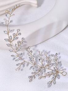 1pc Minimalist Crystal Bridal Waist Belt, Handmade Women's Fashion Waist Sash Suitable For Evening Gowns, Wedding Dresses - Multicolor - View 11