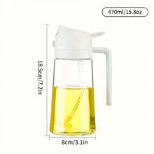 1pc 2-In-1 Dual-Use Oil Dispenser & Sprayer, High Borosilicate Glass Bottle With Non-Drip Spout & Gravity Sensor Lid, Mess-Free Kitchen Cooking Tool For Air Fryer, BBQ, Salad, Easy To Clean - Beige - View 8