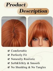NICKY WALL Tóc giả màu cam dài, kiểu sóng bồng bềnh tự nhiên dành cho nữ, tóc giả thời trang sợi tổng hợp chịu nhiệt, thích hợp cho các buổi tiệc hóa trang, sử dụng hàng ngày, dài 28 inch. - trái cam - Xem 7