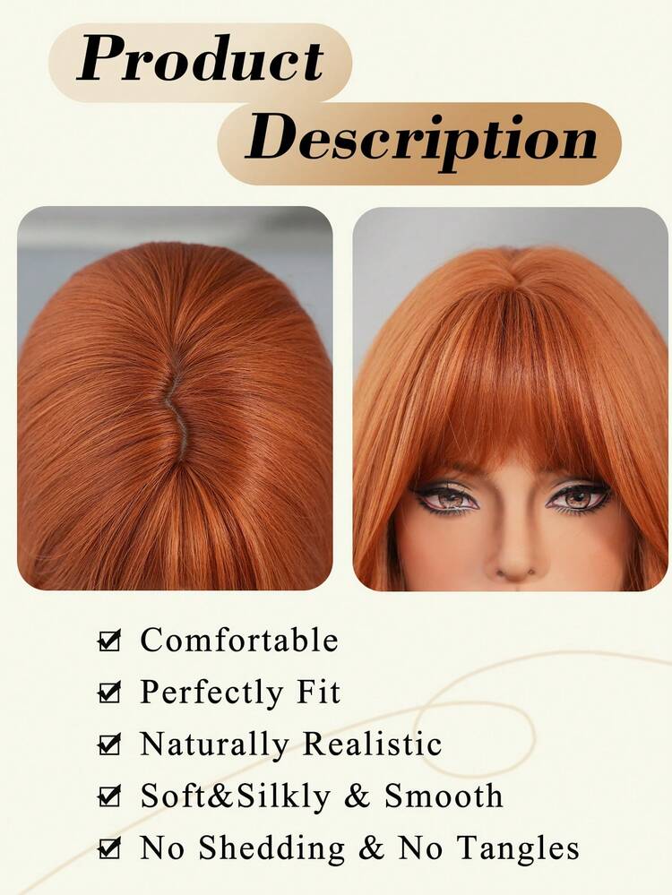 NICKY WALL 橙色长款波浪卷假发，蓬松自然卷发，带刘海，时尚合成耐热纤维假发，适合女孩角色扮演、派对、日常佩戴，28英寸 - 橘色 - 查看 6