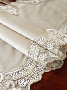 ABEST6522 Home&Living store 1 pezzo Runner da tavolo in 100% poliestere con pizzo, traforato, artistico e fresco, come regalo, decorazione per la stanza, decorazione per la casa multi-scena per uso interno & esterno, mobili da esterno. Perfetto per uso interno & esterno: soggiorni, camere da letto, patii, giardini, picnic, PC - Cachi - Visualizzare 9