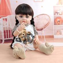 DIY发型可爱仿真乙烯基娃娃22英寸精致逼真重生娃娃陪伴玩耍玩具节日礼物 - Vinyl Body Doll - 查看 4