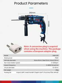 Bosch Impact Drill GSB 16 RE Professional Blue Model (Requires Plug Adapter When Using This Machine. Includes European Plug Adapter In The Package.) - Multicolor - View 11