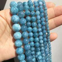 1串4/6/8/10/12毫米天然深蓝色玛瑙珠，可用于DIY手链和项链 - 藍色 - 查看 7