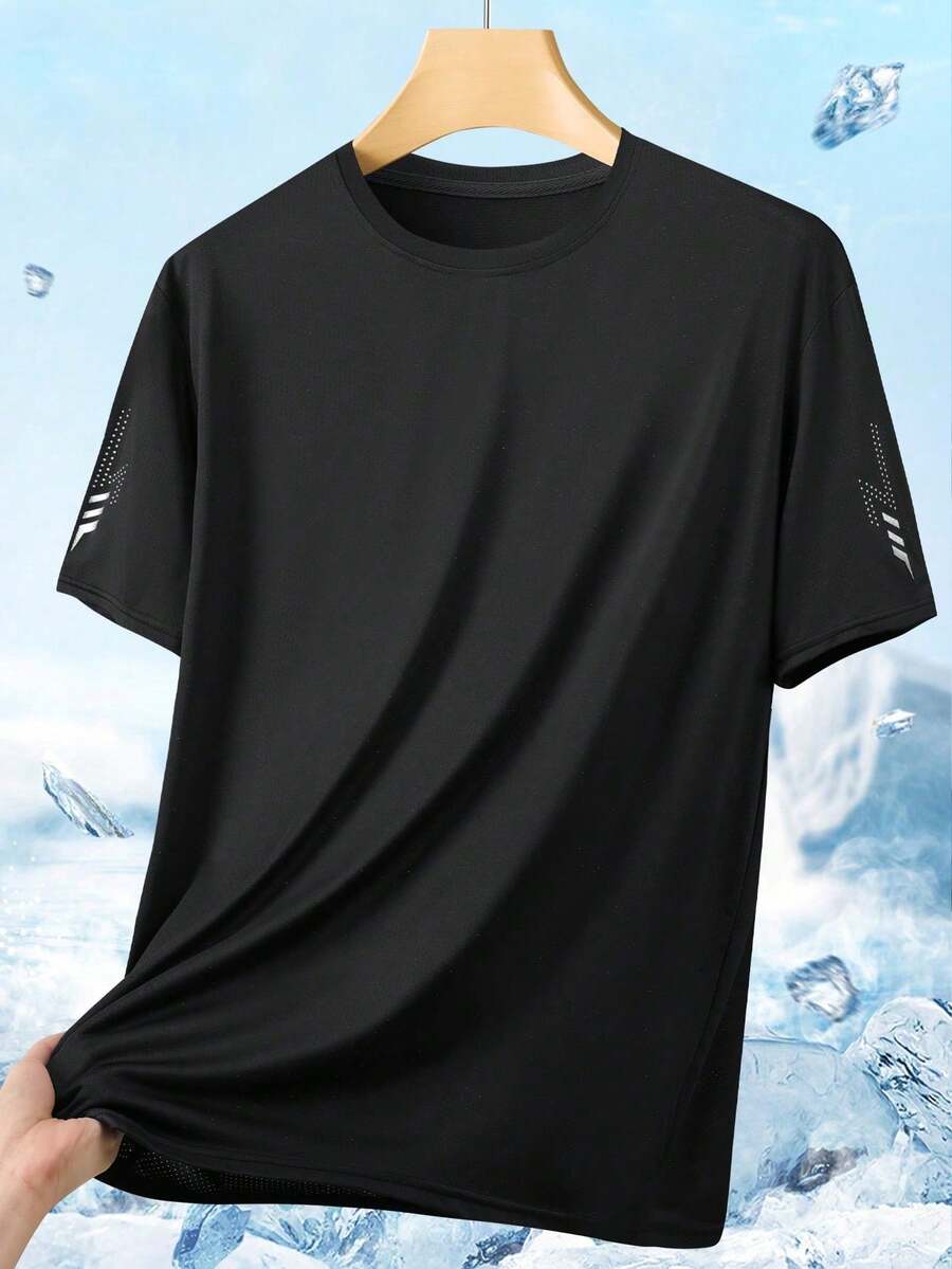 Camiseta de secado rápido para hombres - Camiseta casual de verano ligera y transpirable - Negro - Ver 1