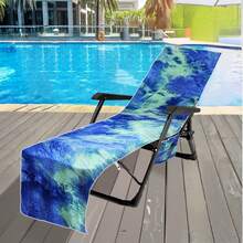 Portable Swimming Pool Beach Sunbathing Lounge Chair Cover With Pocket, Super Soft Microfiber Travel Lounge Chair Towel Cover, Quick Dry - Color - View 4