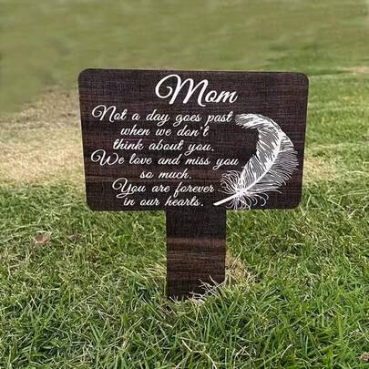 1 Piece Wooden Memorial Card 2D - Cemetery Memorial Plaque For Father And Mother, Outdoor Courtyard Decoration, Personalized Deceased Loved One Memorial, Condolence, Cemetery Pile Tribute, Full Of Affectionate Sentiment