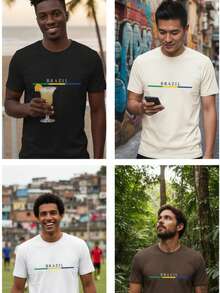 Brazil Patriot T-Shirt Green Yellow Gym Vacation Summer - 米色 - 查看 4