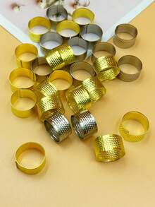 10pcs Adjustable Thimble Rings, Open Design Metal Finger Protectors, Gold & Silver Colors, Essential For Sewing, Embroidery, Leathercraft, DIY Handcraft, Great Gift For Crafters - 10 Thimbles - View 4
