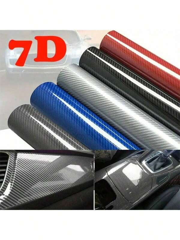 1pc 50cm*152cm Automotive Carbon Fiber PVC High Gloss Film With Scratch-Resistant Property, Bubble Release Design, Presenting Black High Gloss Effect, Suitable For DIY Vehicle Wrapping, Cars & Motorcycles Available In Multiple Carbon Fiber Colors And Sizes