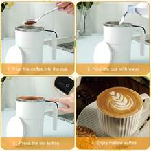 1个带温度显示自动搅拌的磁吸式咖啡杯，带温度显示，旅行杯，适用于牛奶、巧克力、摩卡、咖啡、蛋白粉等饮品的混合，情侣杯 - 彩色 - 查看 5