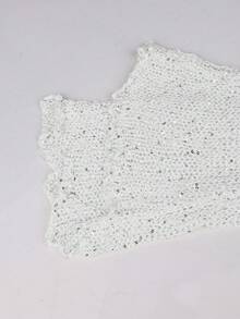 Yuwenier Sexy Deep V-Neck Hollow See-Through Sequin Crochet Batwing Sleeve Loose Cover Up, Suitable For Outings, Parties, Summer Vacation, Beach, Music Festivals, Halloween, Etc. Women's Spring - Silver - View 7