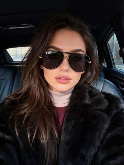 1pc Retro Oversized Square Fashion Glasses, Street Style Fashion Eyewear For Women