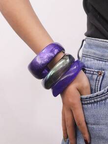 Bộ 3 vòng tay nhiều màu sắc, phù hợp cho phụ nữ đeo hàng ngày và trong các dịp lễ hội. - Màu tím - Xem 2