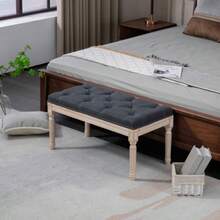 Vintage Upholstered Bench, 80 X 40 X 43 Cm, Bed Bench, Entryway Bench With Linen-Look Buttons, Up To 120 Kg, Dark Grey - Dark Grey - View 2
