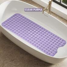 1pc Bath Mat - Lux Decor Non-Slip Durable PVC Tub Mat With Suction Cups And Drainage Holes - 40x16 Inches- For Shower And Bathtub Comfort, Roll-Up Storage, Home Decor, Back To School, Graduation Gifts-, Spring Cleaning Upgrade, Valentine's Day Spa Feel, Safety First, Quick Dry Surface, Mold Resistant, Easy Clean, Comfortable Standing, Shower Essential, Bathtub Safety, Bathroom Upgrade, Daily Use Mat, Home Basic, Family Use, Everyday Living - 紫色 - 查看 2